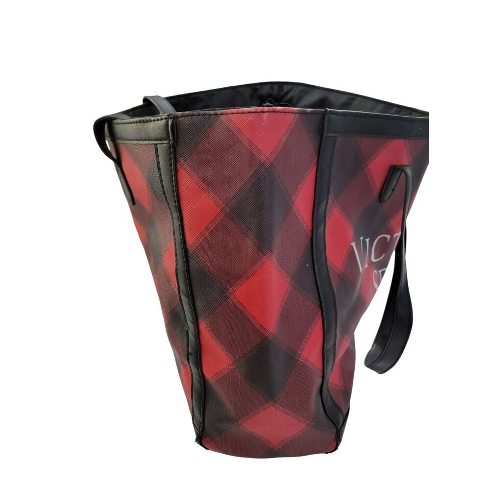 Victorias Secret Red & Black Plaid Tote Bag - Picture 5 of 15